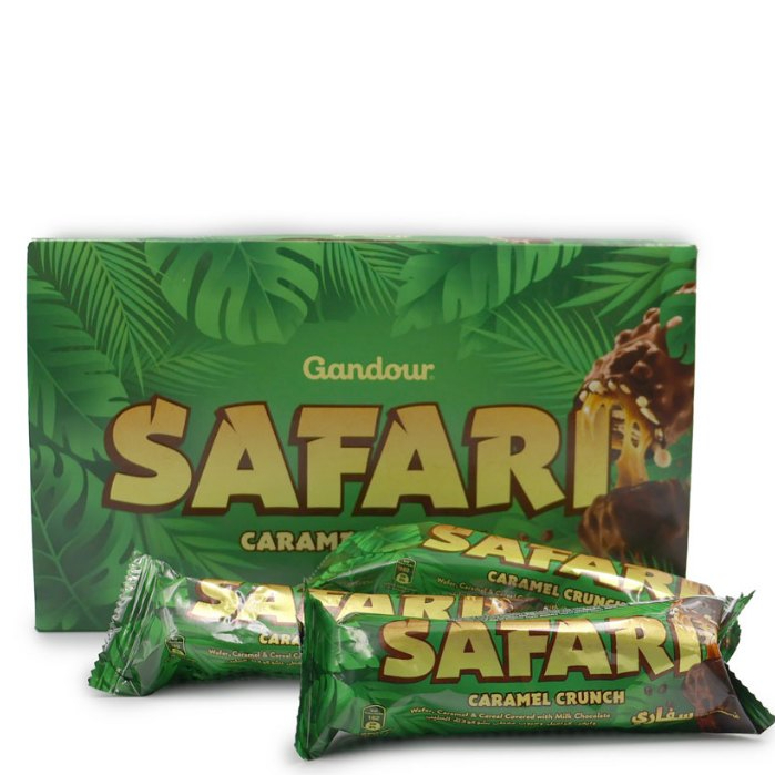 SAFARI CARAMEL CRUNCH, WAFER CARAMEL & CREAL COVERED WITH MILK CHOCOLATE { 3 ชิ้น, 6 ชิ้น, แพ็ค 12 ช