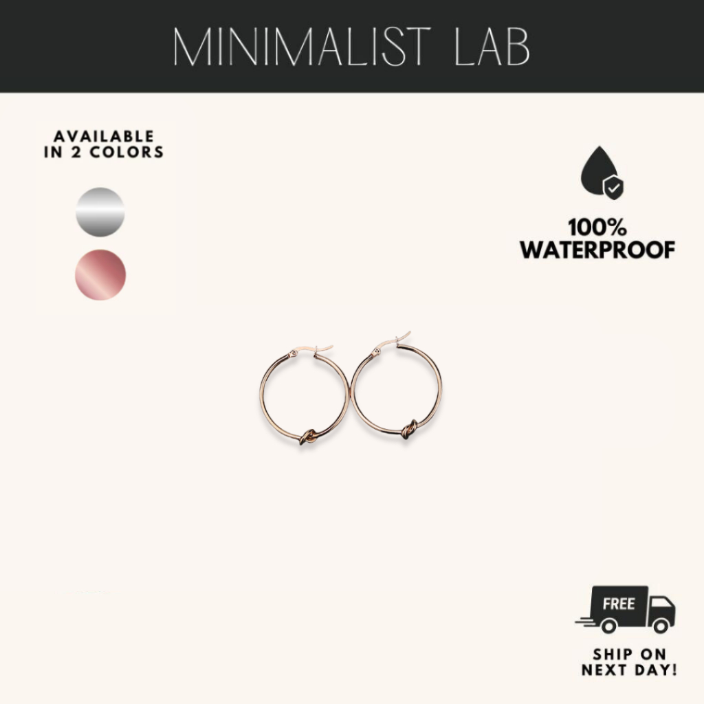 MINIMALIST LAB Titanium Aria Knot Hoop ต่างหู Anting-Anting Gelang Aria Knot Titanium