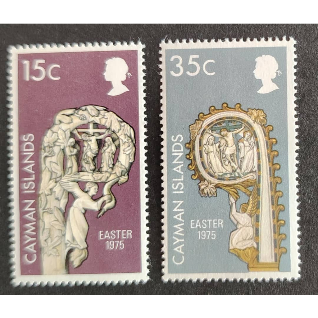 Cayman Islands , 1975 อีสเตอร์, MINT, COMPLETE SET , FOXING HINGED !