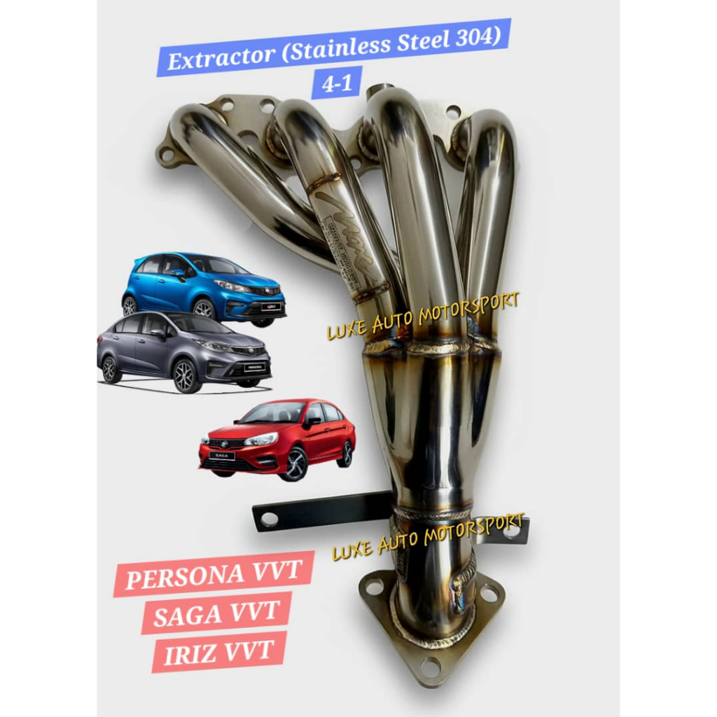 Max Racing Proton Persona VVT , Saga VVT , Iriz VVT 4-1 Extractor Stainless Steel