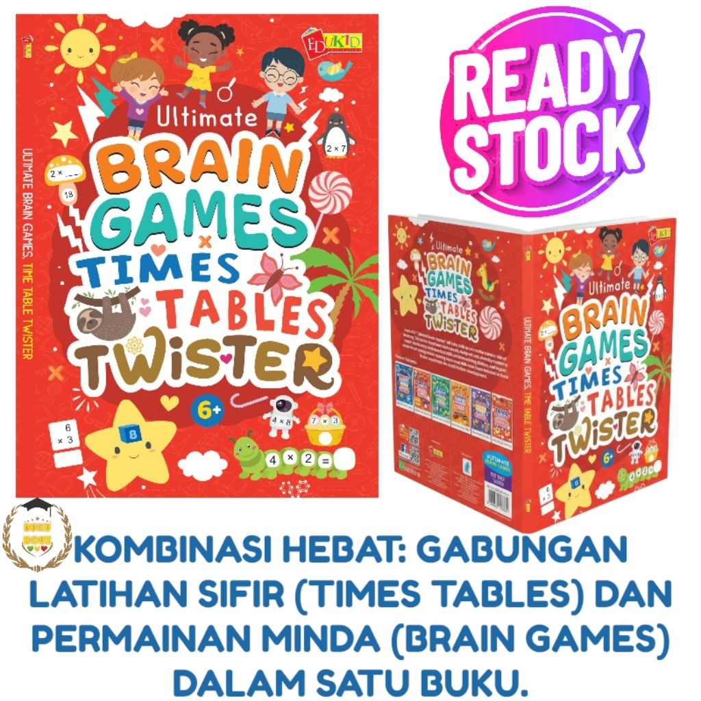 สุดยอดเกมสมอง Times Tables Twister - Buku Aktiviti Sifir & Logik Kanak (6+ Tahun)