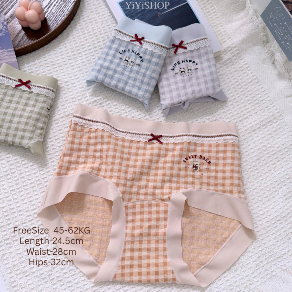 [YiYiSHOP] กางเกงชั้นในผู้หญิงลายหมีน้อยน่ารัก Soft&Cotton 45-62KG 可爱小印花棉女内裤