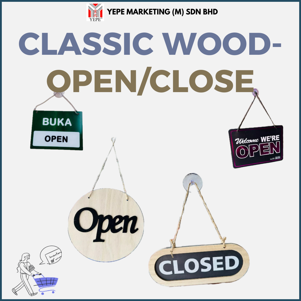ROUND WOOD-OPEN/CLOSE/ CLASSIC WOOD-OPEN/CLOSE/ 2 IN 1 ACRYLIC NOTICE-OPEN/CLOSE/ ป้ายแขวนMARK-OPEN/