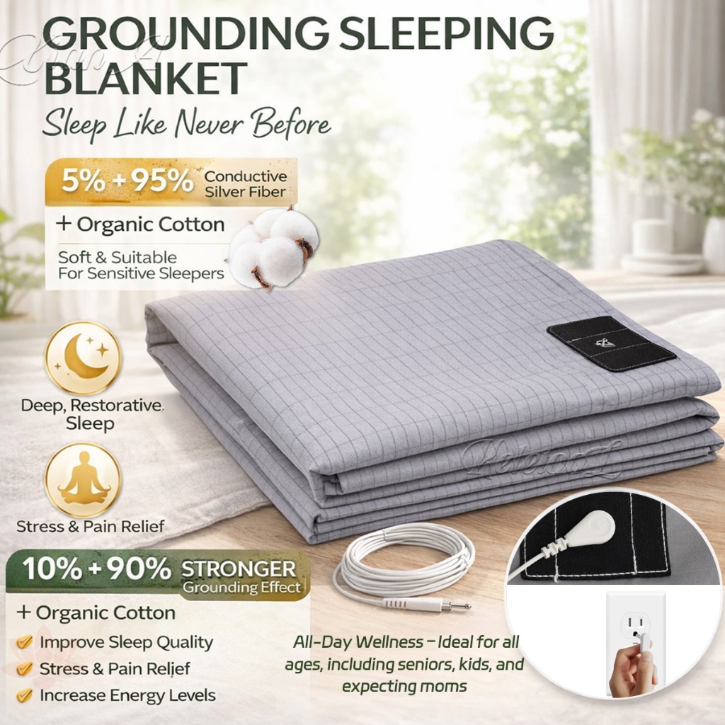 Grounding Sheet Earthing Sheet Classic Earthing Flat Sheet 90% Organic Cotton 10% Silver Fiber ปรับป