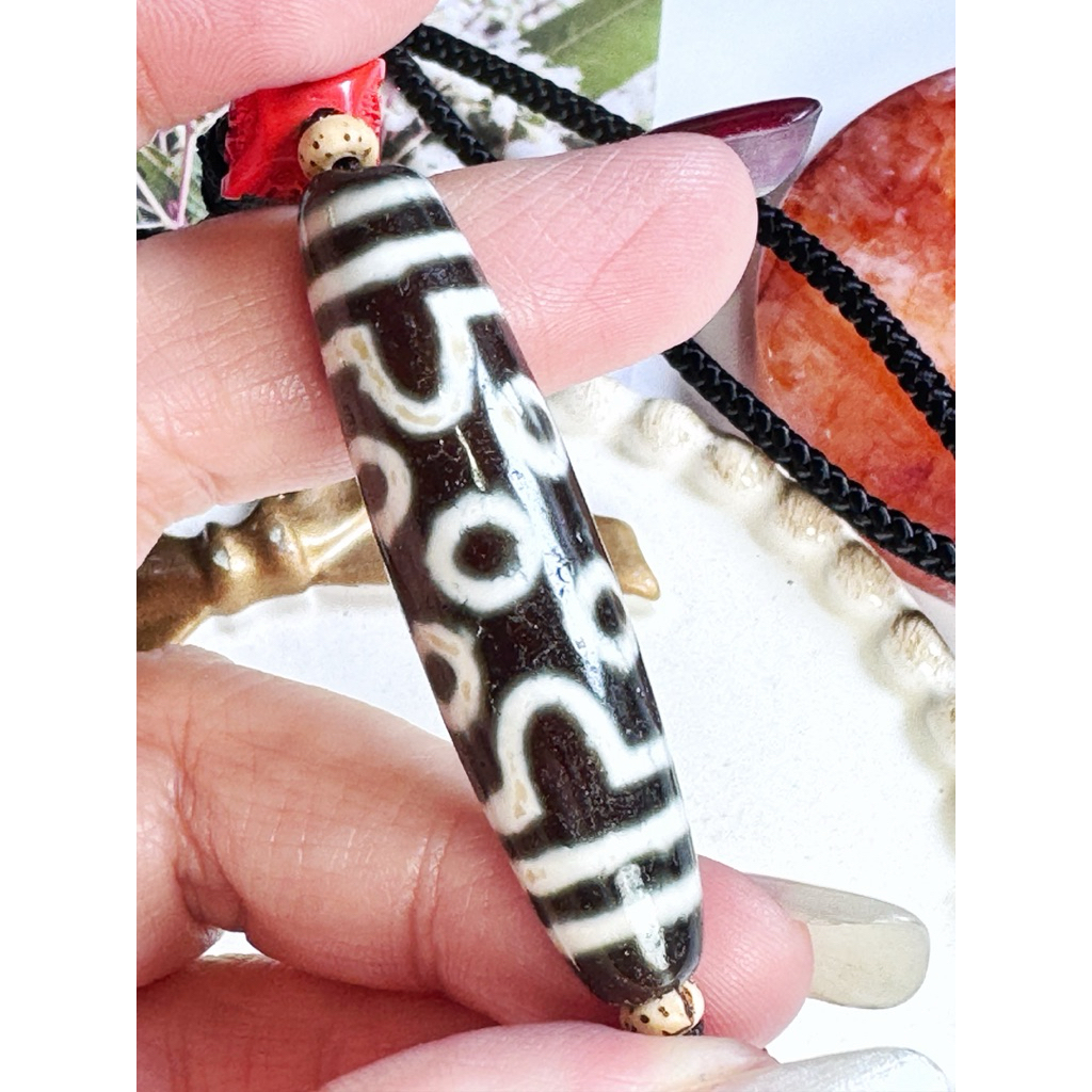 Tibetan Dzi Beads Seven-Eyed Dzi Bead 藏传老矿七眼天珠 50.7x13.1mm