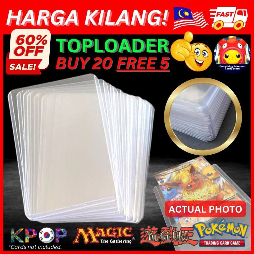 5/10/25/50/100pcs Toploader 35PT ความหนา Clear Card Toploader Toploader Pokemon Yugioh Digimon KPOP 