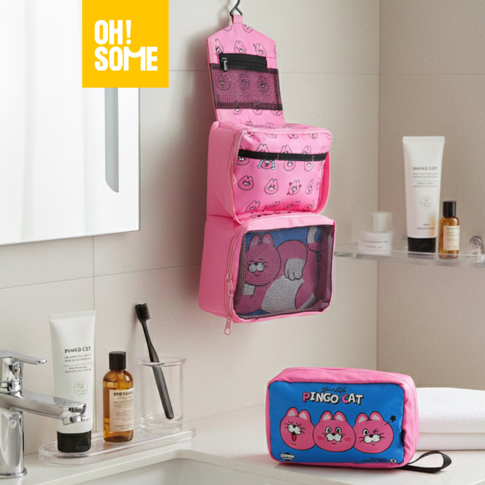 OHSOME x ZIZONE- Zizone Pingo Cat Cosmetic Makeup Pouch Bag Toiletry Bag/ Makeup Organizer Bag/ Trav
