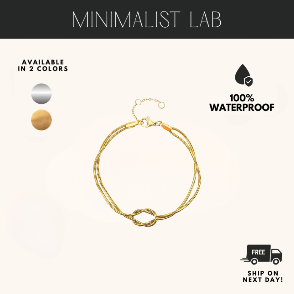 MINIMALIST LAB Titanium Double Knotted Snake Chain Bracelet Gelang Rantai Snake Ikatan Berganda Tita