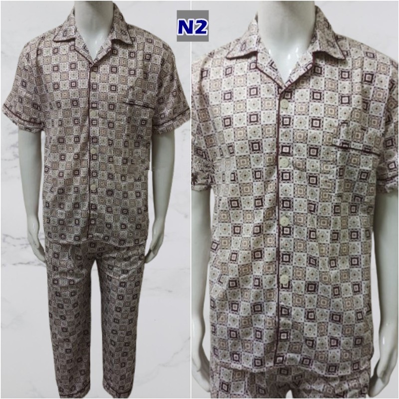 H&H Plus ขนาด 2XL & 3XL สองชิ้นผู้ชายชุดนอนคอปกแขนสั้นกางเกงขายาวชุดนอนหลายสี