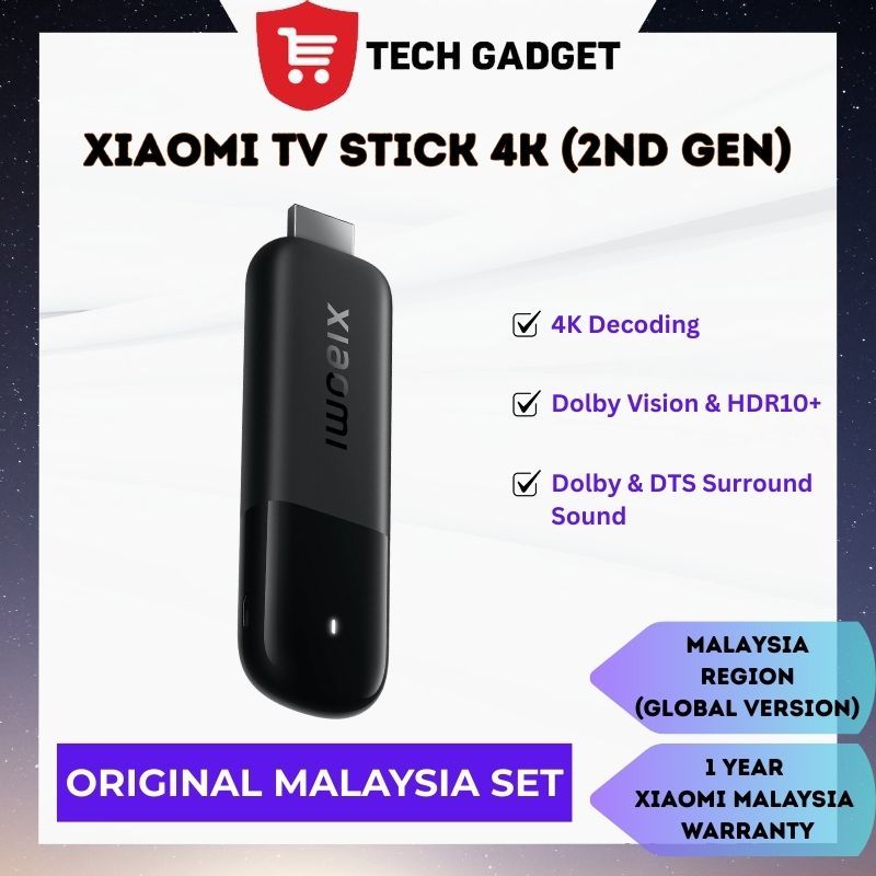 Xiaomi TV Stick 4K (2nd Gen) Google TV Wi-Fi 6 HDR10+ Dolby Atmos
