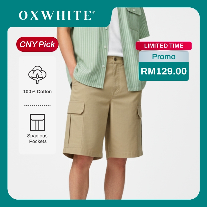 กางเกงขาสั้นคาร์โก้ Oxwhite Men Baggy Fit