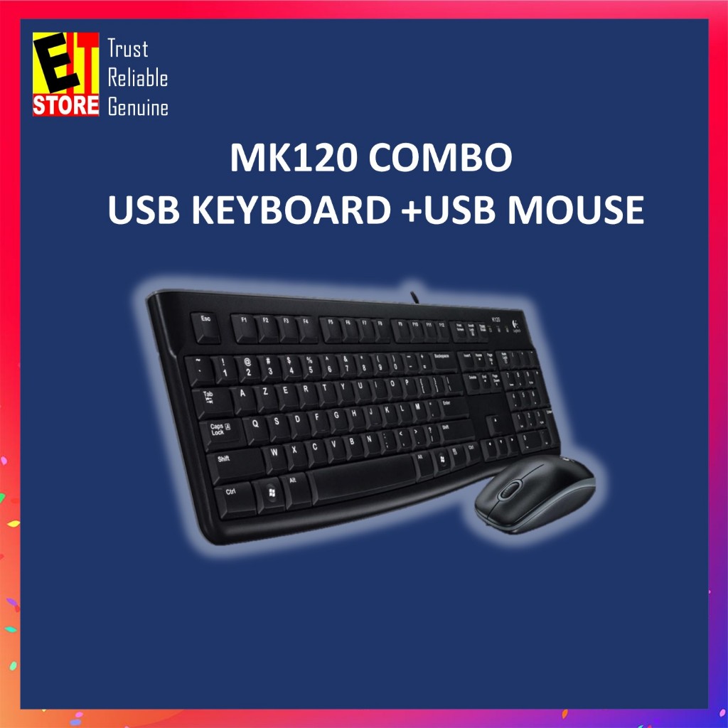 Logitech MK120 COMBO (คีย์บอร์ด USB + เมาส์ USB)