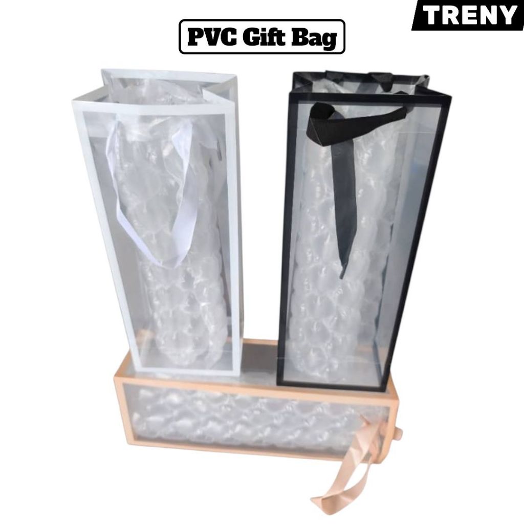 1 ชิ้น PVC TOTE BAG BAG/ถุงกระดาษ PVC/TRANSPARENT FLORIST BAG/GOODIES BAG/CLEAR PVC BAG