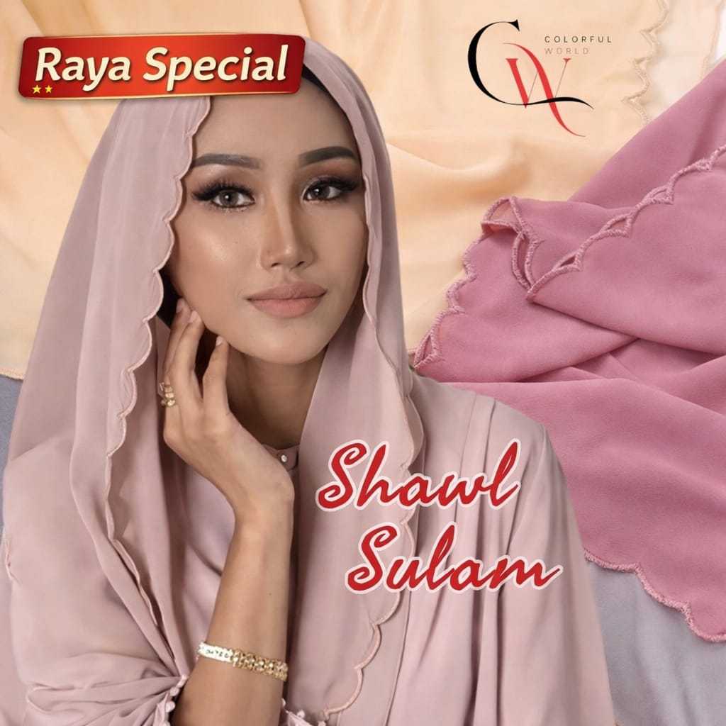 RAYA ผ้าคลุมไหล่ชีฟอง Sulam 4 Edge Embordy // Sulam Viral Veil 4 Edge Limited Design Raya 2026 Raya 