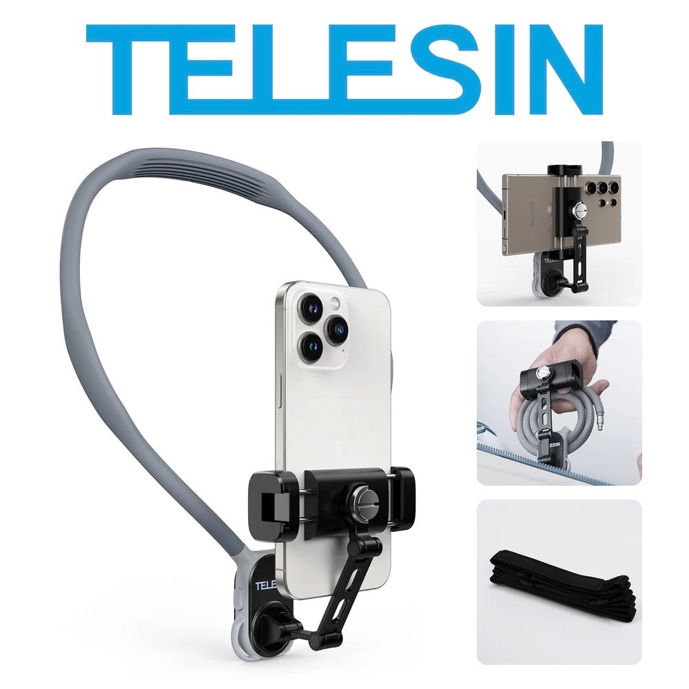 TELESIN S2-HNB-02 ที่วางโทรศัพท์แบบหนีบคอสําหรับสมาร์ทโฟนมือถือ