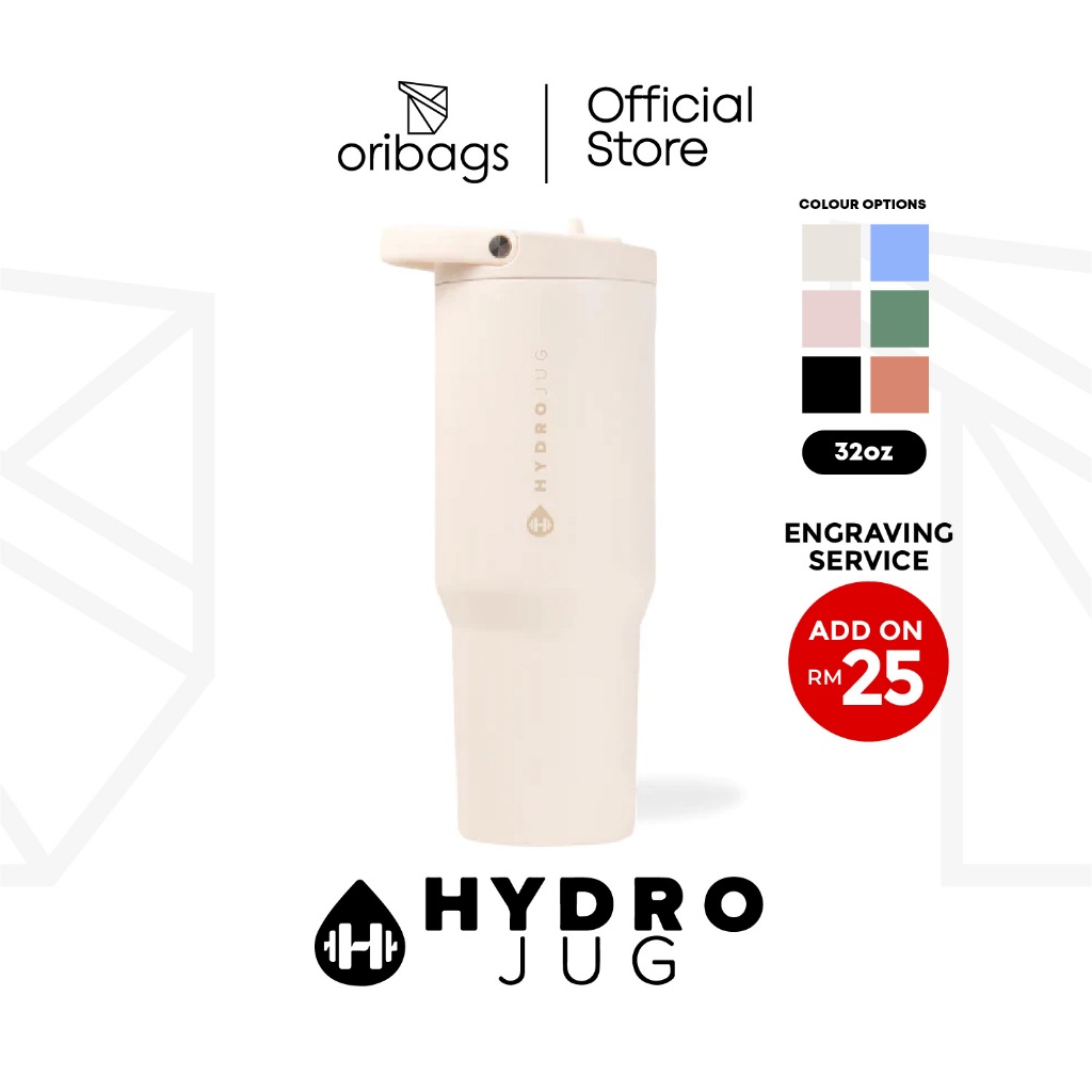 HydroJug Sport ขวดน้ําสแตนเลสหุ้มฉนวน 32 ออนซ์ | กระติกน้ําเก็บความร้อนกันรั่ว | BPA Free Sports Tumbler Botol Air