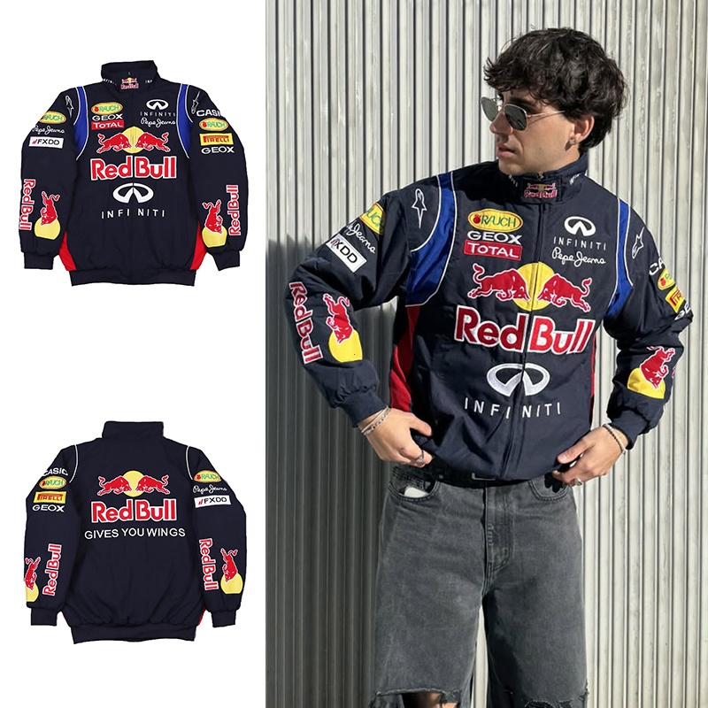 F1 Red Bull Racing Jacket เย็บปักถักร้อย Windbreaker ผู้ชาย Vintage Jaket Rider รถจักรยานยนต์