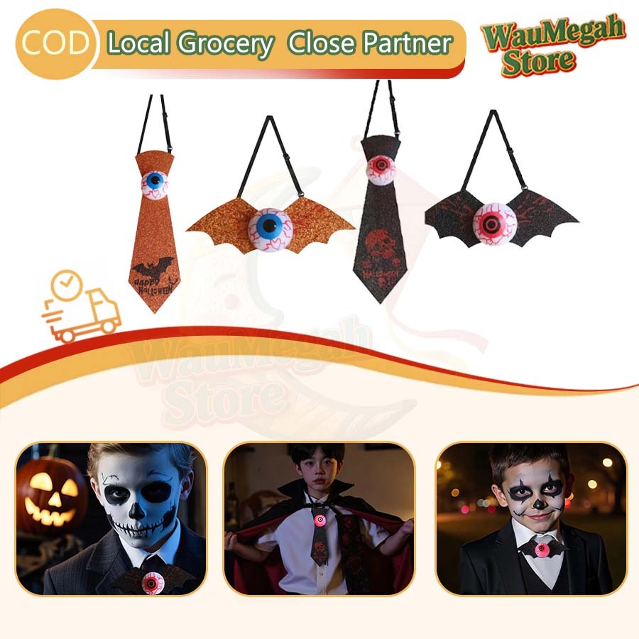 Light Up Skull เนคไท Dasi Tengkorak, Spooky ฮาโลวีนคอสเพลย์อุปกรณ์เสริมเครื่องแต่งกายโรงเรียนกิจกรรม
