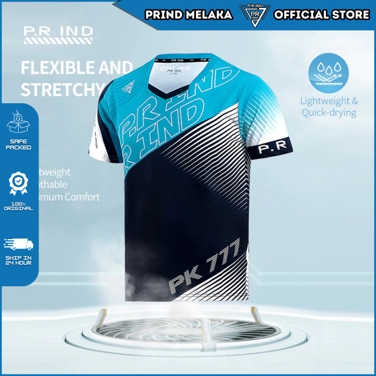 PR IND PK777 เสื้อยืดไมโครไฟเบอร์ – ชุดกีฬาคอกลมฝึกซ้อมการแข่งขัน