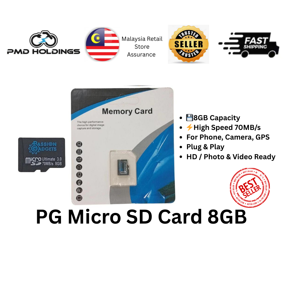 Passion Gadgets 8GB Micro SD การ์ด Ultimate 3.0 Plug & Play Samdisk Samsung记卡高速การ์ดหน่วยความจําเหมา