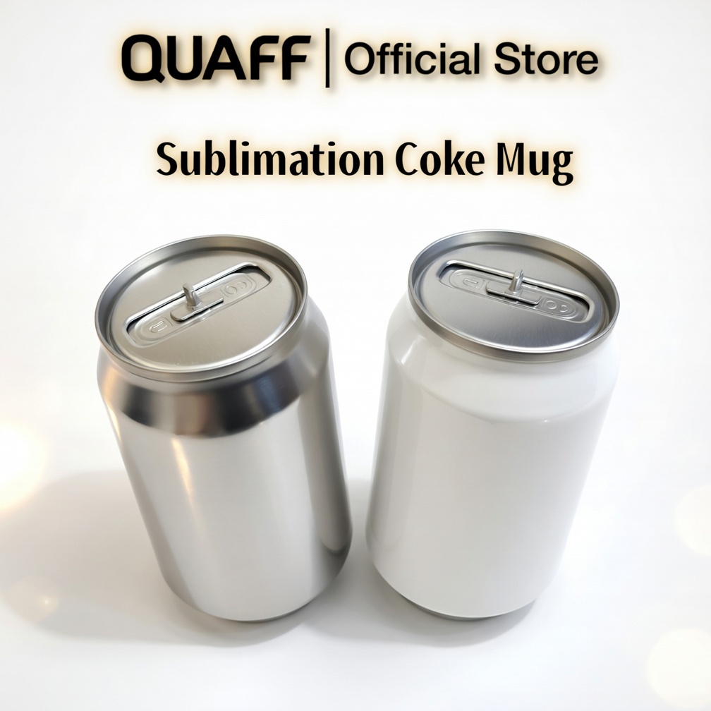 Quaff 350ml แก้ว Coca-Cola พร้อมหลอด สแตนเลสเคลือบระเหิด 500ml แก้ว Coca-Cola สีเงิน/ขาว