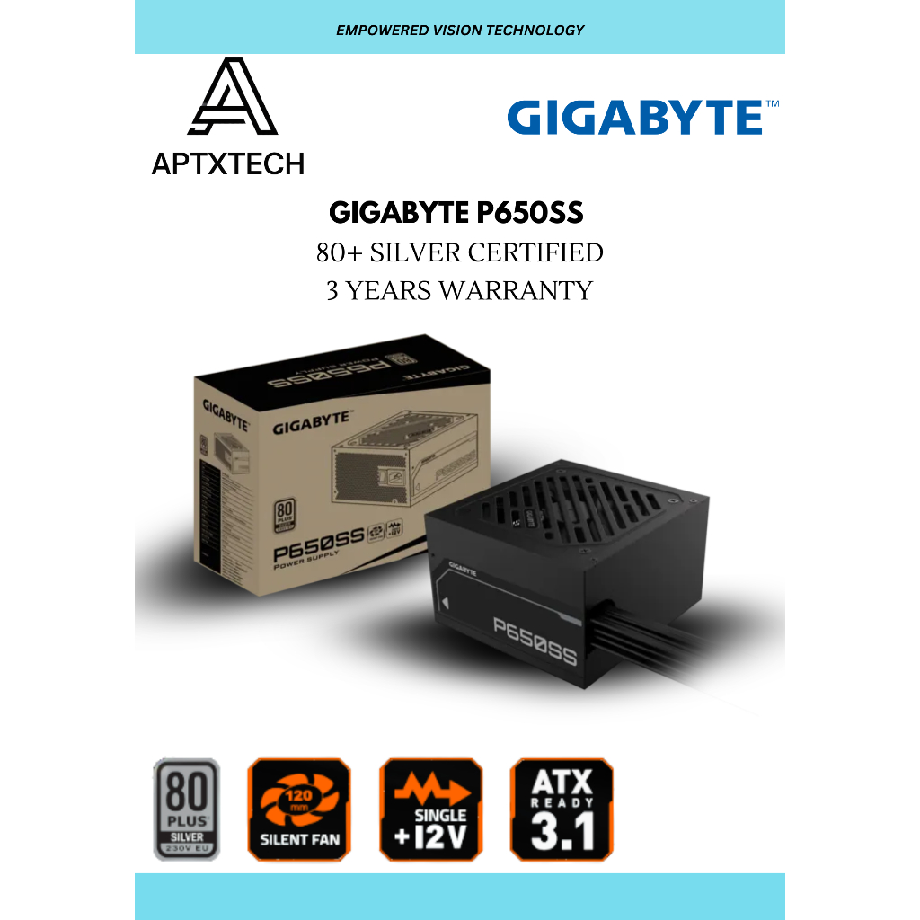 GIGABYTE GP-P650SS ATX 80 Plus Silver Power Supply - [แหล่งจ่ายไฟ 650W]