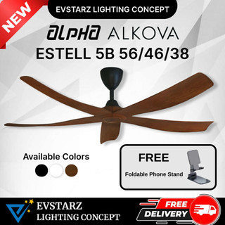 ALPHA ALKOVA ESTELL 5B 56/46/38 Inches DC Motor Ceiling Fan with Remote Control
