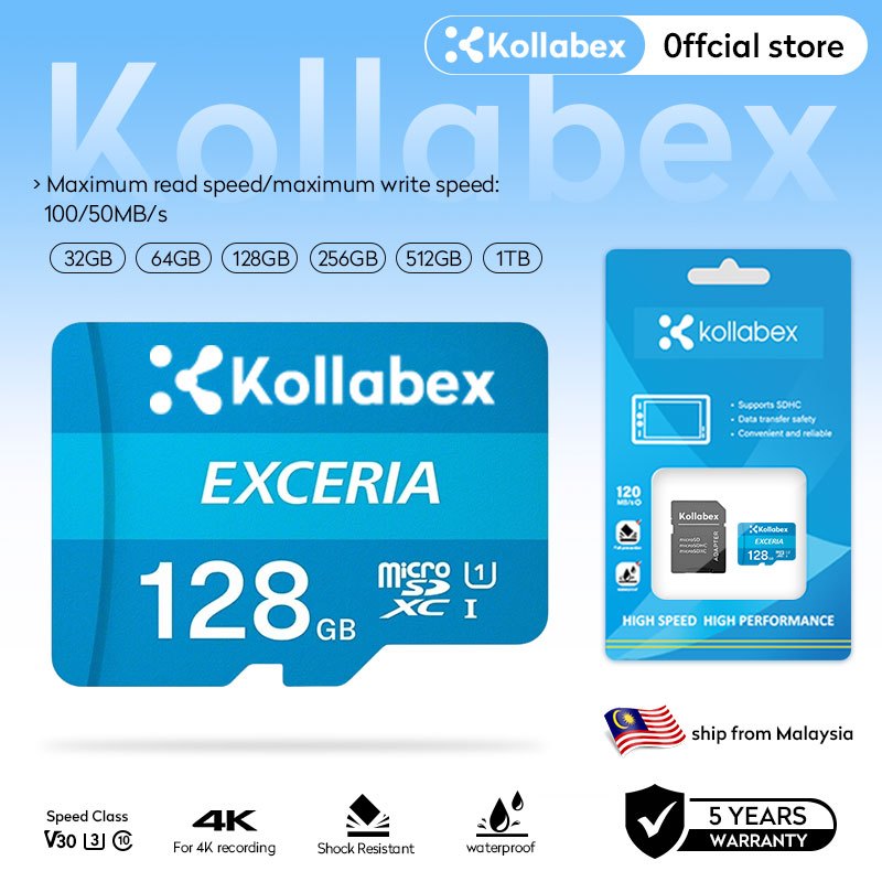 การ์ด Kollabex Exceria G2 G3 microSD UHS-I (32GB_64GB_128GB_256GB_512GB_1TB) 4K Video V30 U3 Class10