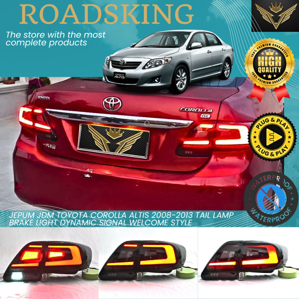JEPUN JDM TOYOTA COROLLA ALTIS 2008-2013 ไฟท้ายไฟเบรก DYNAMIC SIGNAL สไตล์ยินดีต้อนรับ