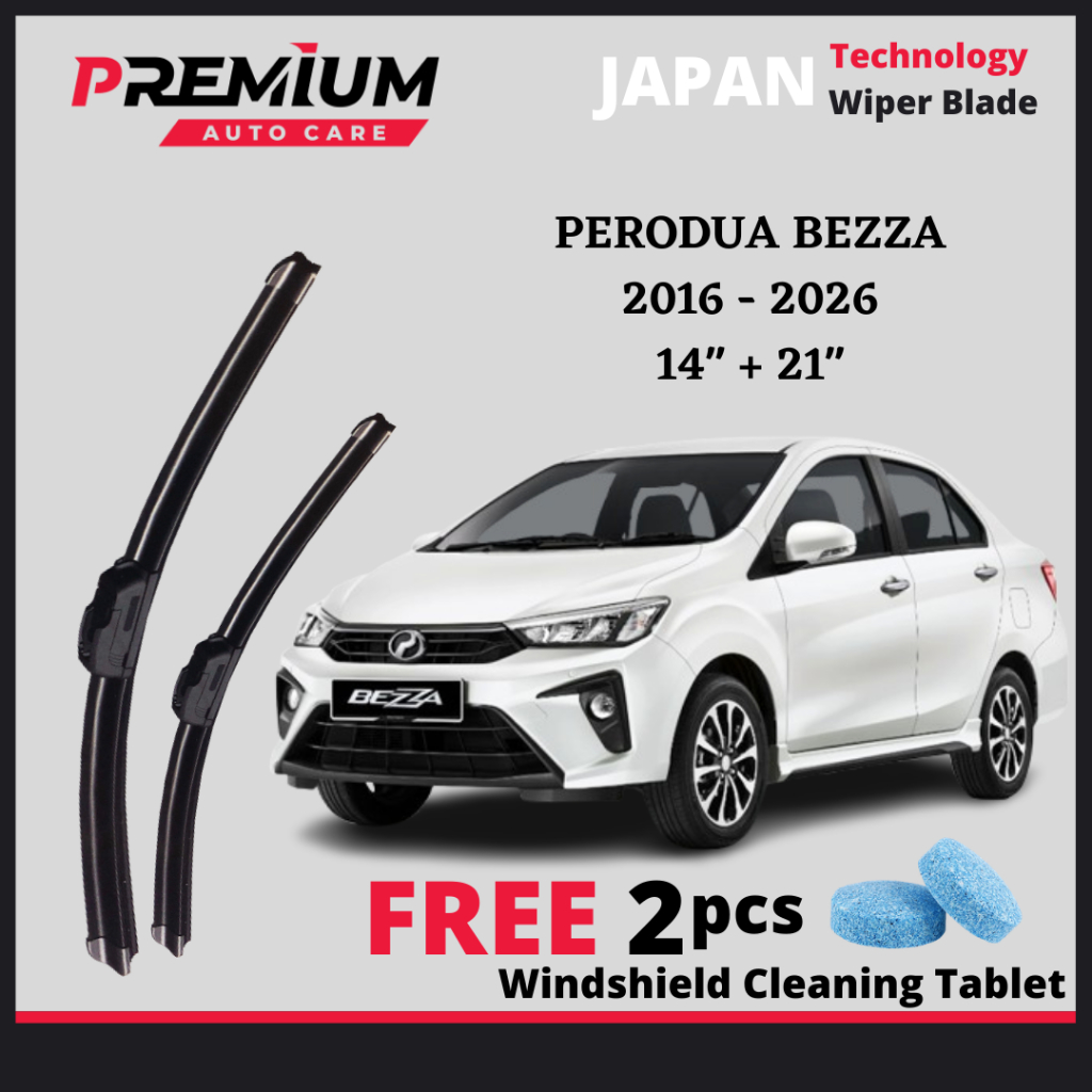 PERODUA BEZZA [2016-2026] PREMIUM RUBBER WIPER BLADE JAPAN TECHNOLOGY WIPER BLADE WINDSCREEN WIPER