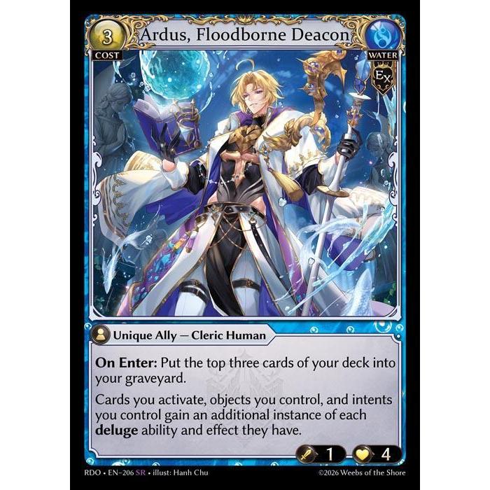 💥 Grand Archive TCG | Ardus, Floodborne Deacon (SR) | EN-206 การ์ดเดี่ยว RDO