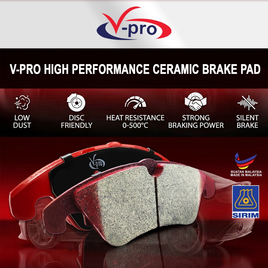 V-PRO ผ้าเบรกเซรามิก RANGER T6 MAZDA BT50 ด้านหน้าต่ํา DUST VP280MS