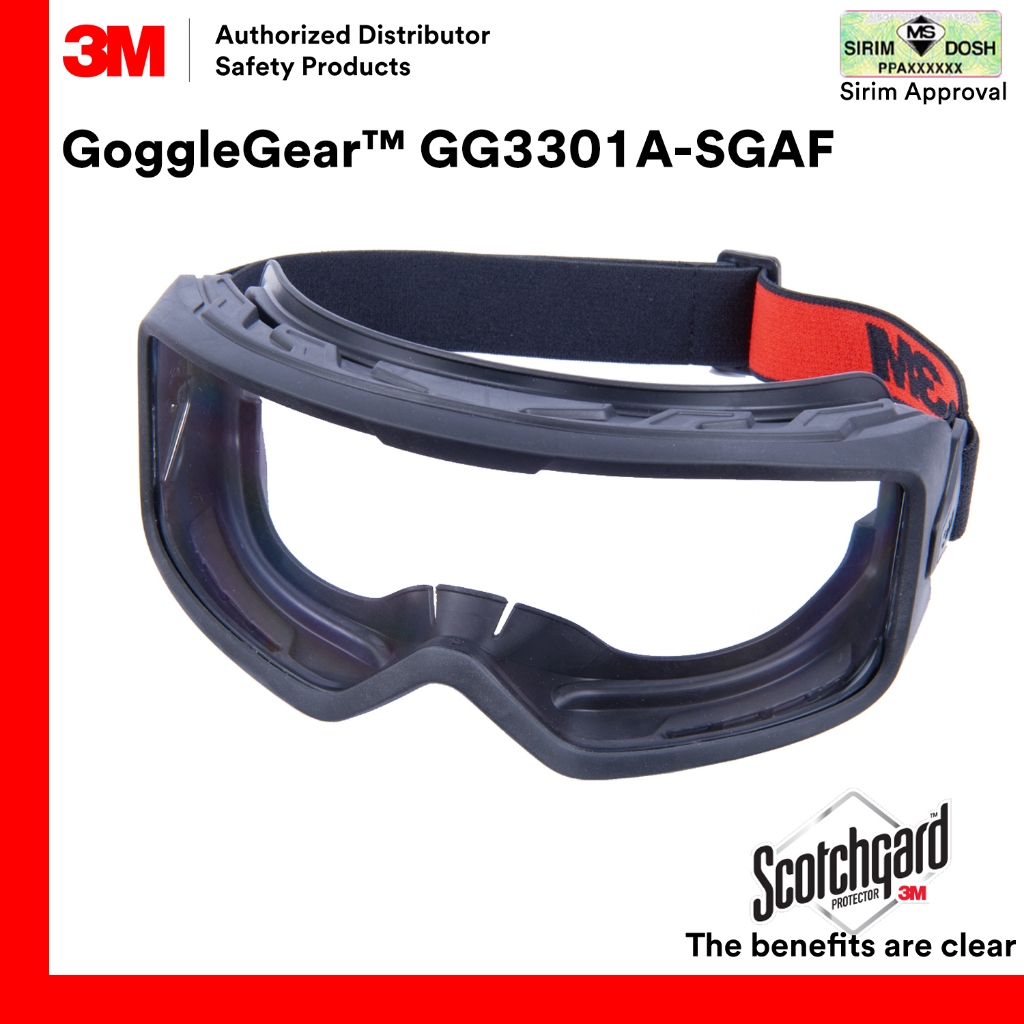 3M GG3301A-SGAF GoggleGear แว่นตานิรภัย Scotchgard Anti-Fog เลนส์ใส Asian Fit Eye Protection Goggle