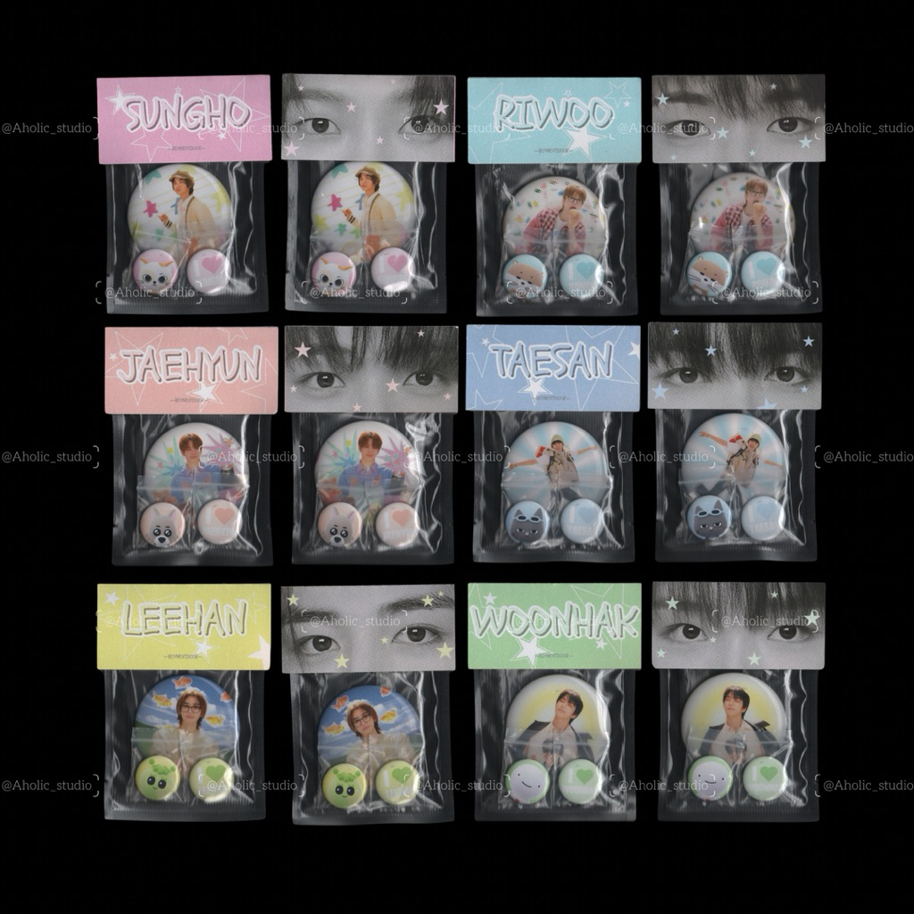 BOYNEXTDOOR(BND) @Aholic_studio FAN MADE BADGE SET|SUNGHO RIWOO JAEHYUN TAESAN LEEHAN WOONHAK