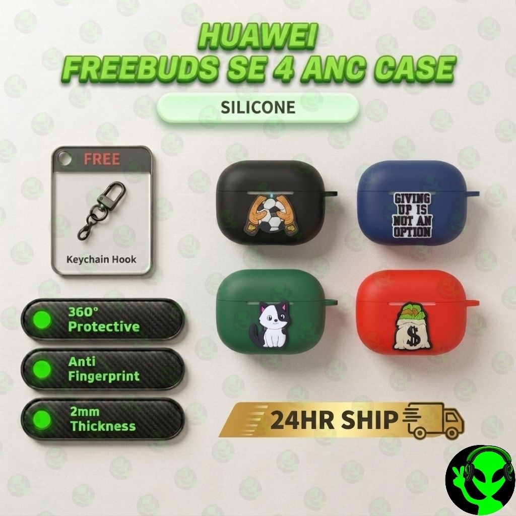 ALIEN STUDIO Huawei Freebuds SE 4 ANC Case 3D Style Premium Silicone Case + ปากกาทําความสะอาด + เชือ