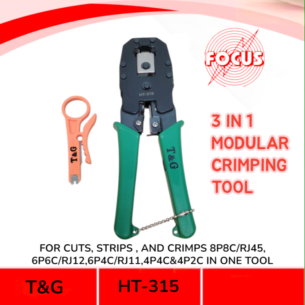 HT-315 3 IN 1 MODULAR CRIMPING เครื่องมือสําหรับ CRIMPS 8P8C/6P6C/6P4C/4P4C/4P2C