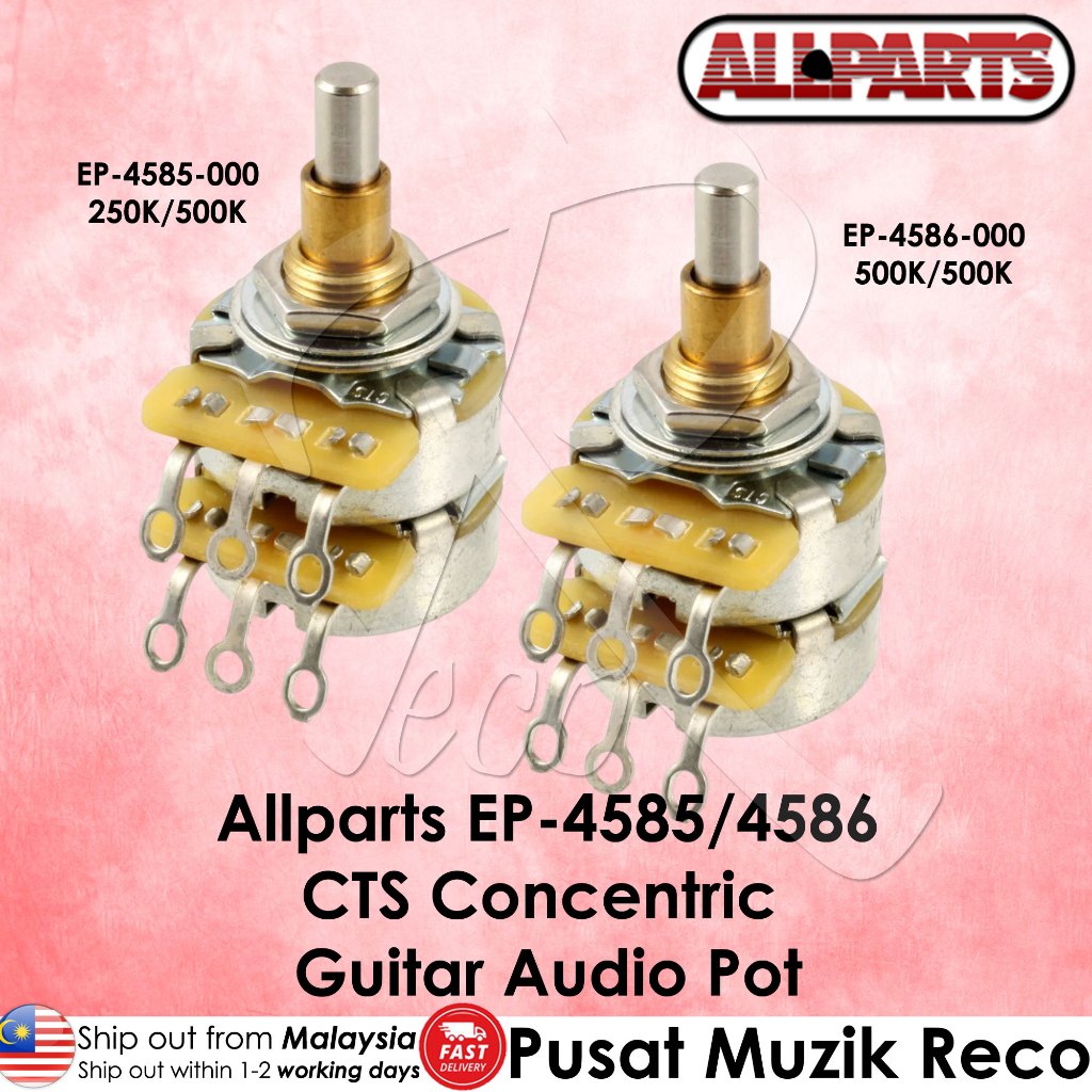 Allparts EP-4585 / EP-4586 CTS Concentric กีตาร์หม้อ 250K & 500K Stacked Dual กีตาร์ Potentiometer