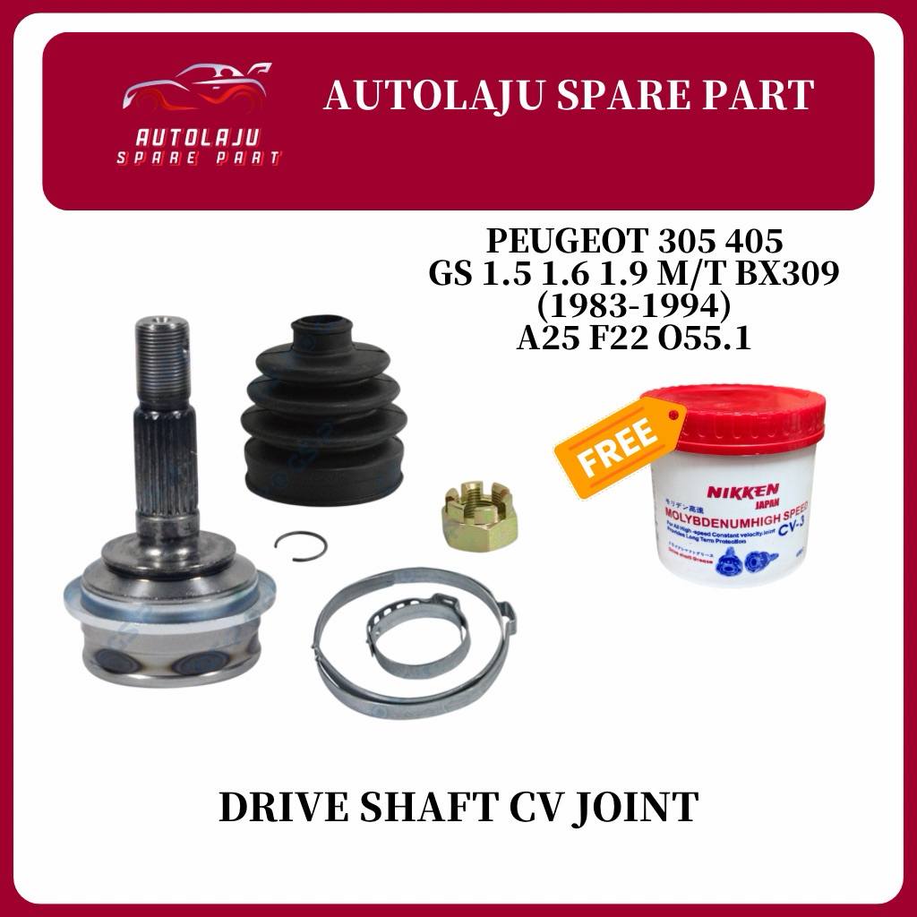 PEUGEOT 305 405 GS 1.5 1.6 1.9 M/T BX309 (1983-1994) A25 F22 O55.1 DRIVE SHAFT CV JOINT CV JOINT พร้