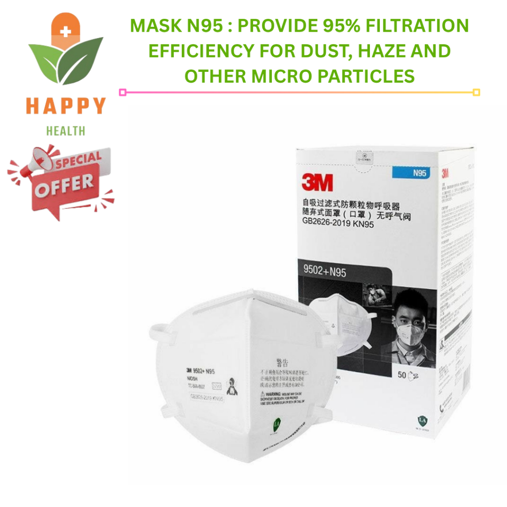 [ Exp 626 ] 3M Particulate Respirator N95 ( 9502+N95) - 50 ชิ้น/กล่อง