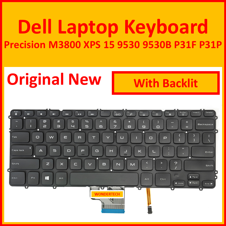 Dell Precision M3800 XPS 15 9530 9530B แป้นพิมพ์แล็ปท็อป P31F P31P พร้อม Backit