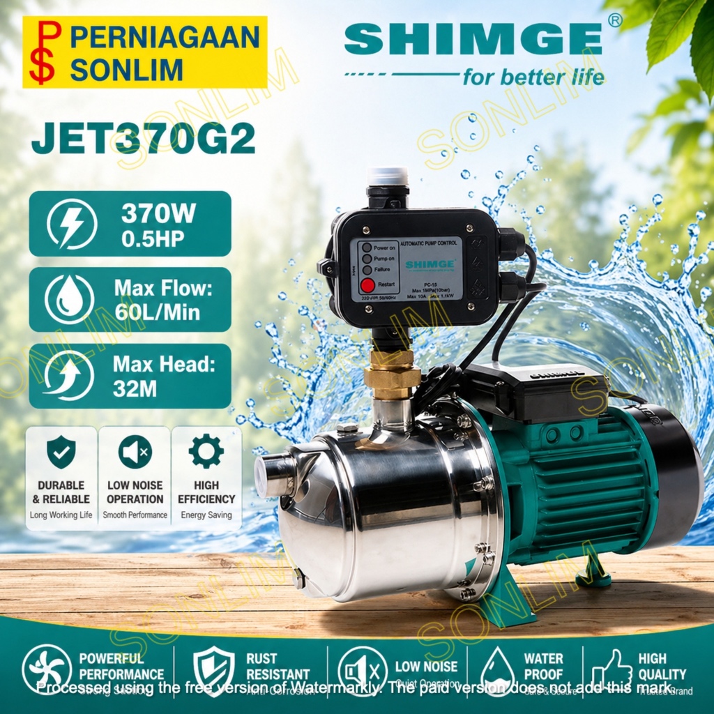 SHIMGE JET370G2 ปั๊มเจ็ทแบบดูดซับตัวเองแบบอัตโนมัติ