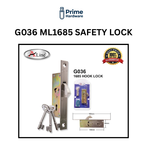 G036 ML1685 SAFETY LOCK G036 1685 HOOK LOCK HANDLE ENTRANCE IRON ประตู GATE LOCK SET