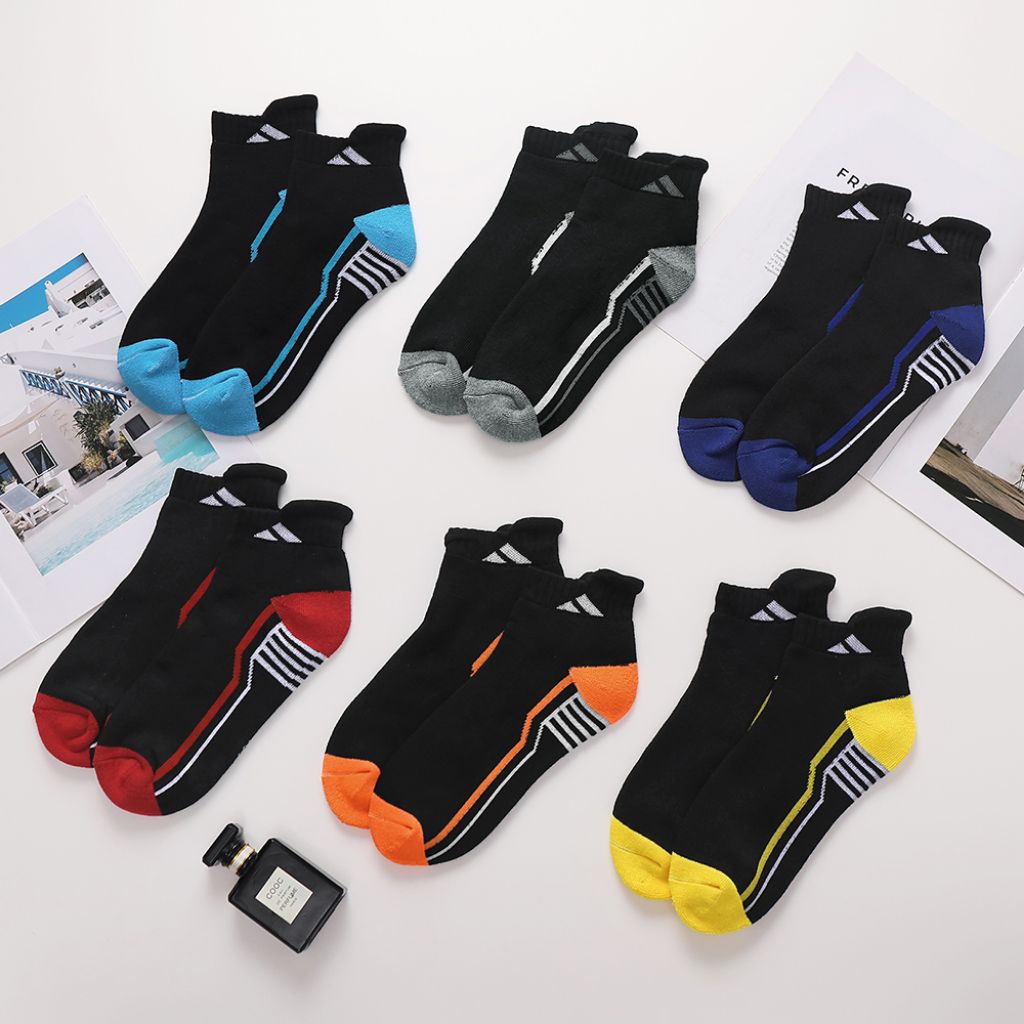 Qstar Sports Running Cushion ถุงเท้าข้อเท้าผู้ชายถุงเท้าถักสีทึบสีทึบ