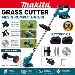 Makita Mesin Rumput Bateri Cordless Grass Cutter Mesin Potong Rumput Elektrik Trimmer Rumput Bateri
