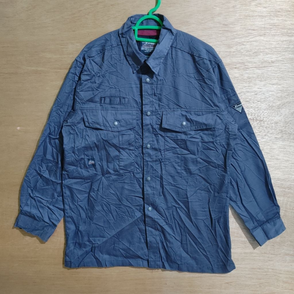 XEBEC ญี่ปุ่น Workwear เสื้อ Baju Kerja Vintage Bundle ญี่ปุ่น L Cargo กระเป๋ายุทธวิธีสไตล์ Navy Blu
