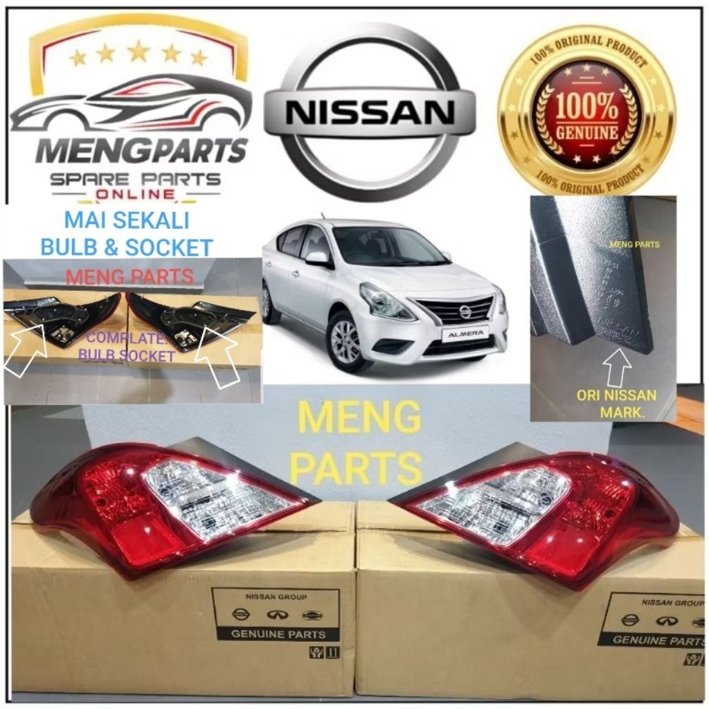 NISSAN ALMERA N17 2012Y-2016Y TAIL LAMPU BELAKANG COMPLATE SOCKET 26554-3AA0B 26559-3AA0B