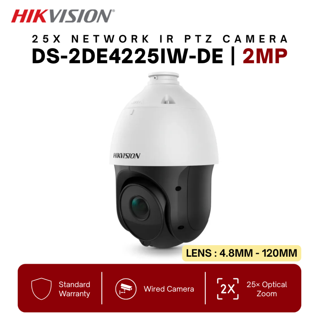 กล้องวงจรปิด HIKVISION (World No. 1) IP PTZ 2MP เครือข่าย 1080 25X ซูมออปติคัลความเร็วโดม DS-2DE4225