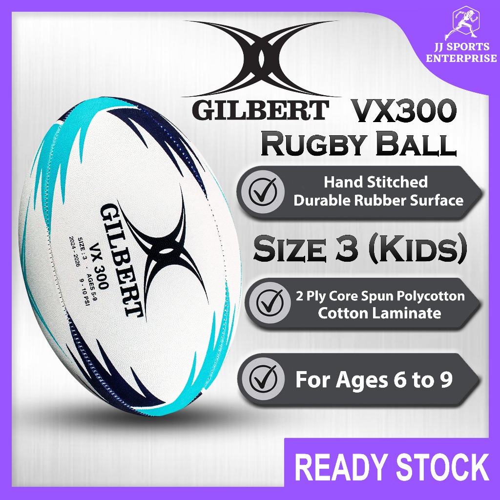 Gilbert VX300 Rugby Ball VX 300 ขนาด 3 Red Bola Ragbi Bola Sukan Bola Ragbi Latihan ระดับ MSSM