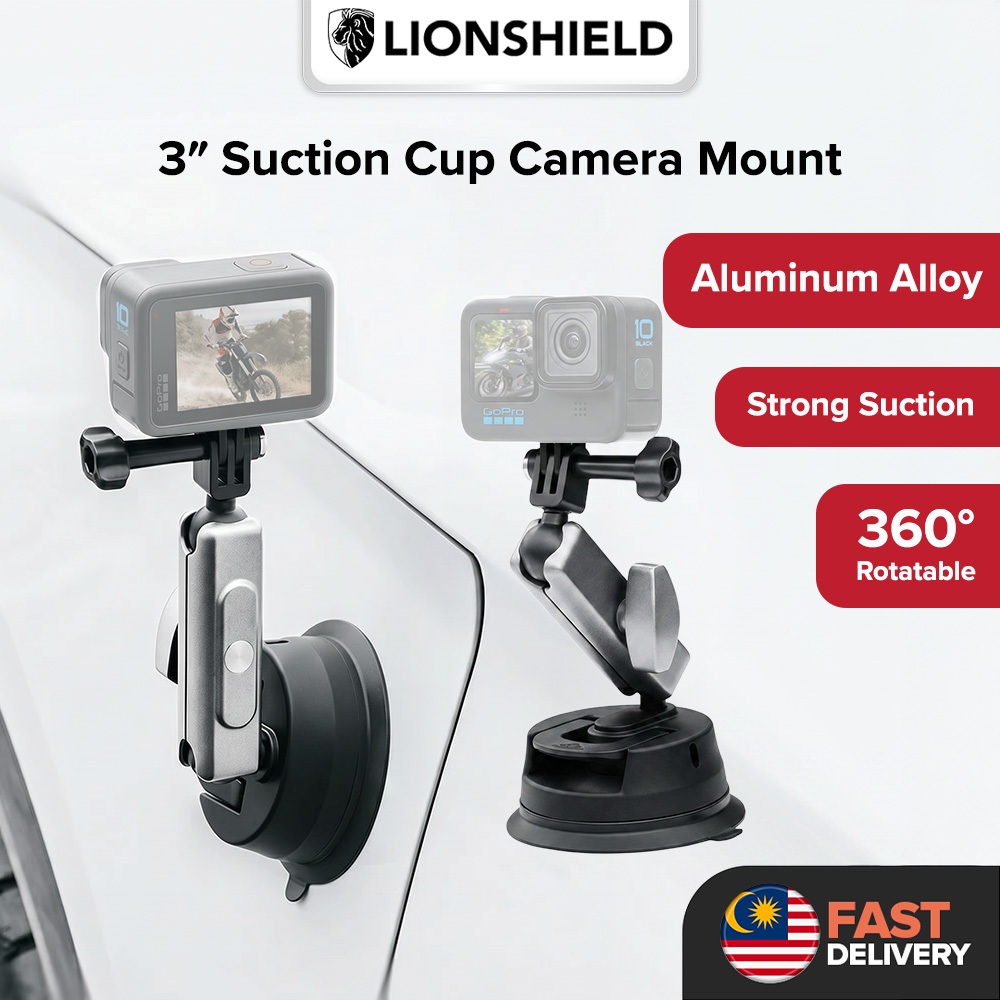 (MY) LionShield อลูมิเนียมดูดถ้วย Mount สําหรับ Action Camera Car Holder/มอเตอร์ Handlebar Clamp สํา