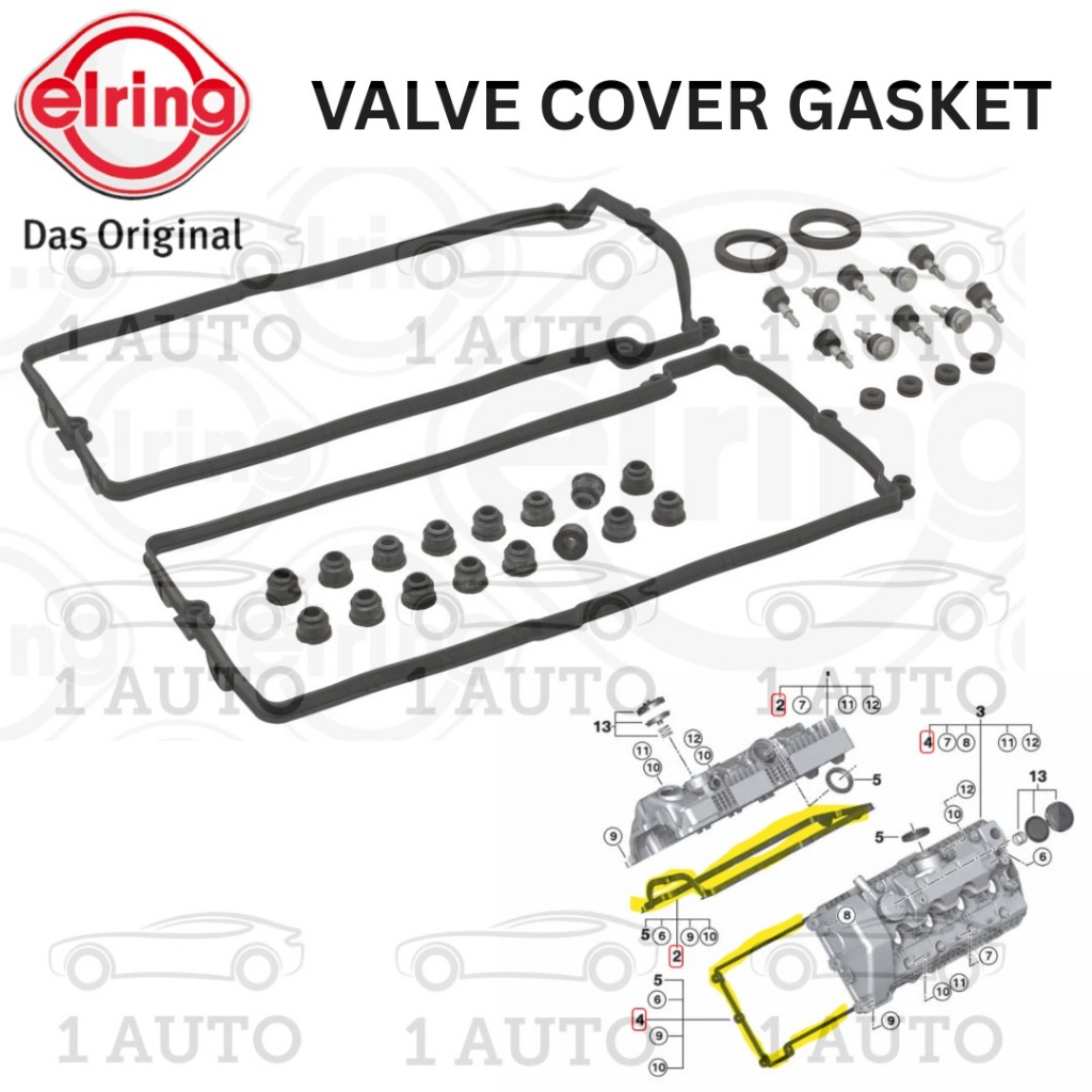 ELRING GERMANY ฝาครอบวาล์ว GASKET BMW N62 เครื่องยนต์ E63 E64 645Ci E65 E66 735i 740i X5 E53 4.4i 4.